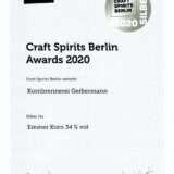 Urkunde Craft Spirits Award